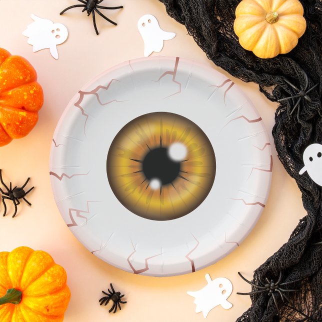 Brown Colour Eyeball Halloween Bloodshot Eyeball Paper Plate (Creator Uploaded)