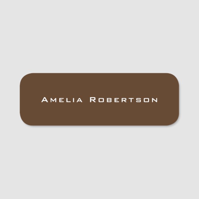 Brown Colour Trendy Modern Professional Custom Name Tag (Front)