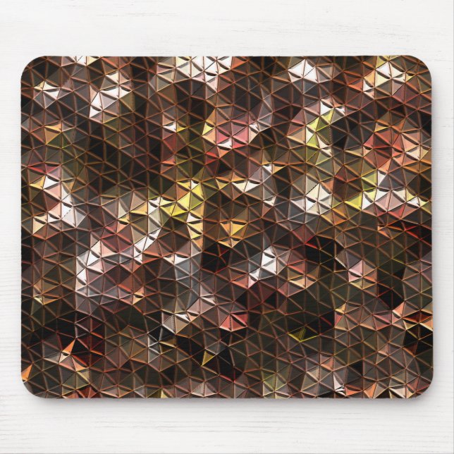 Brown coloured triangular mosaic with slight relie mouse pad (Front)
