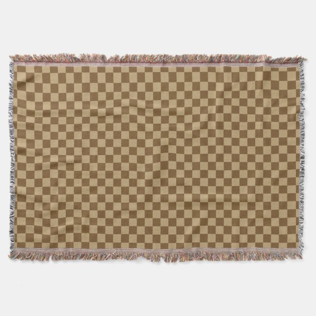 Brown Combination Classic Chequerboard Throw Blanket (Front)