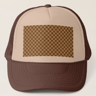 Brown Combination Classic Chequerboard Trucker Hat