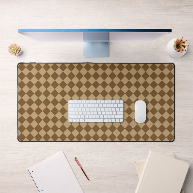 Brown Combination Diamond Pattern by STaylor Desk Mat (Office 1)