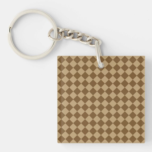 Brown Combination Diamond Pattern by STaylor Key Ring (Front)