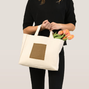 Brown Combination Diamond Pattern by STaylor Mini Tote Bag