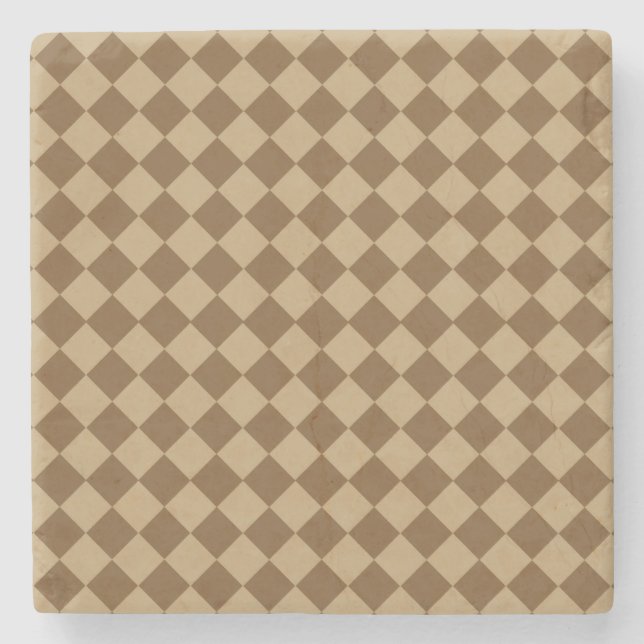 Brown Combination Diamond Pattern by STaylor Stone Coaster (Front)