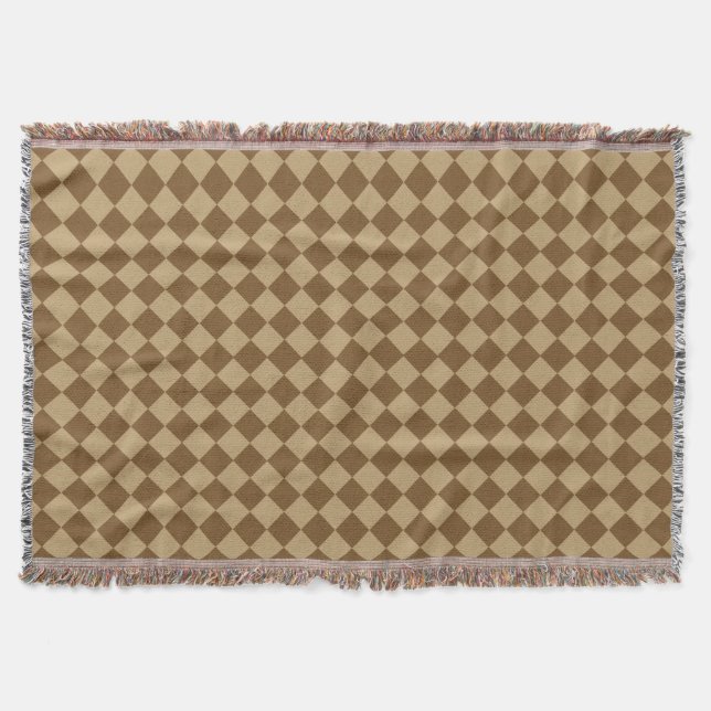 Brown Combination Diamond Pattern by STaylor Throw Blanket (Front)