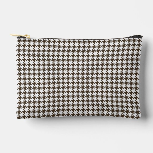 Brown Combination Houndstooth by Shirley Taylor Accessory Pouch (Front)