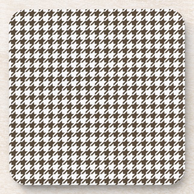 Brown Combination Houndstooth by Shirley Taylor Coaster (Front)