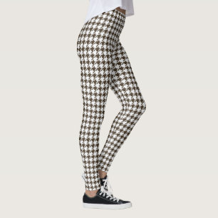 Brown Combination Houndstooth by Shirley Taylor Leggings