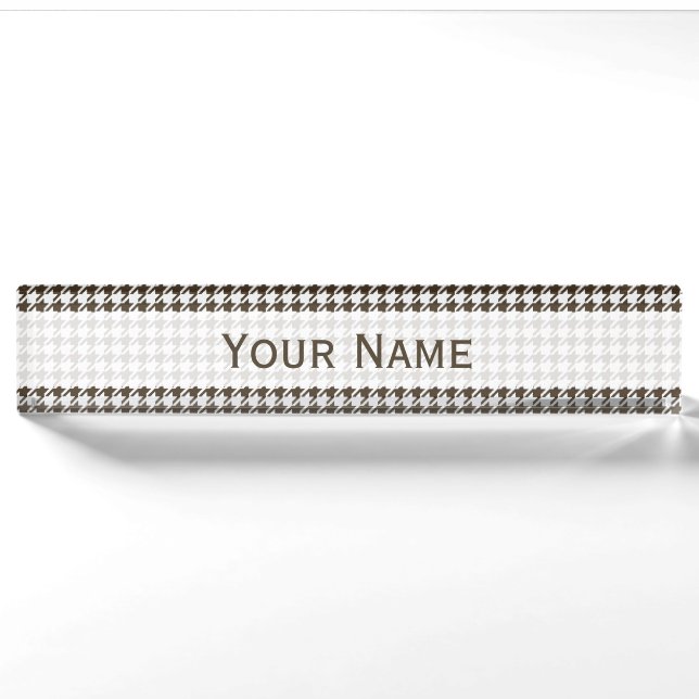 Brown Combination Houndstooth by Shirley Taylor Nameplate (Front)