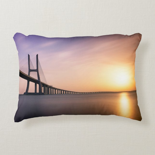 BROWN CONCRETE BRIDGE DURING DAYTIME DECORATIVE CUSHION (Front)