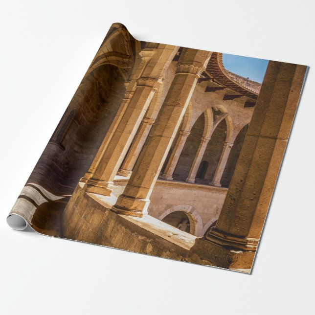 BROWN CONCRETE PILLARS WRAPPING PAPER (Unrolled)