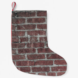 Brown concrete wall small christmas stocking