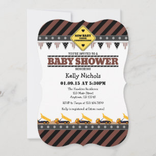 Brown Construction Baby Shower Invitation