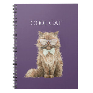 Brown Cool Cat Glasses Notebook