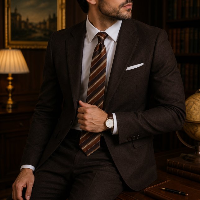 Brown Copper Regimental Luxury Old Money Tie (Creator Uploaded)