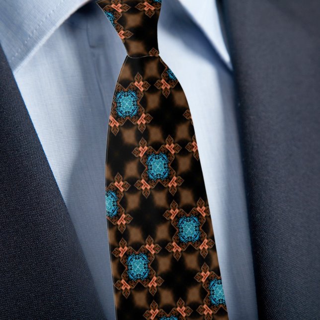 Brown Copper Turquois Pattern Necktie (Creator Uploaded)