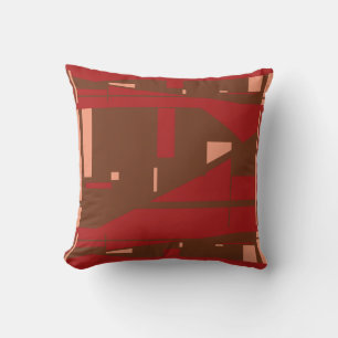 Brown Coral on Dark Red Classical Mosaic Motif  Cushion