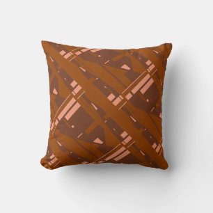 Brown Coral Rust Mediterranean Slanted Mosaic Tile Cushion