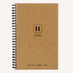 Brown Corrugated Cardboard Classic Monogram Notebook