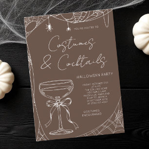 Brown Costumes and Cocktails Adult Halloween Party Invitation