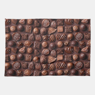 Brown Cosy Modern Unique Chocolate Tea Towel