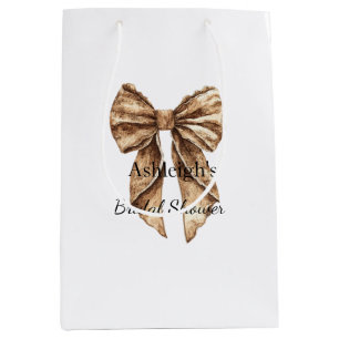 Brown Cottage Bow Bridal Shower Medium Gift Bag