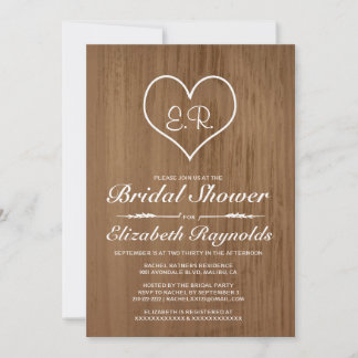 Brown Country Bridal Shower Invitations