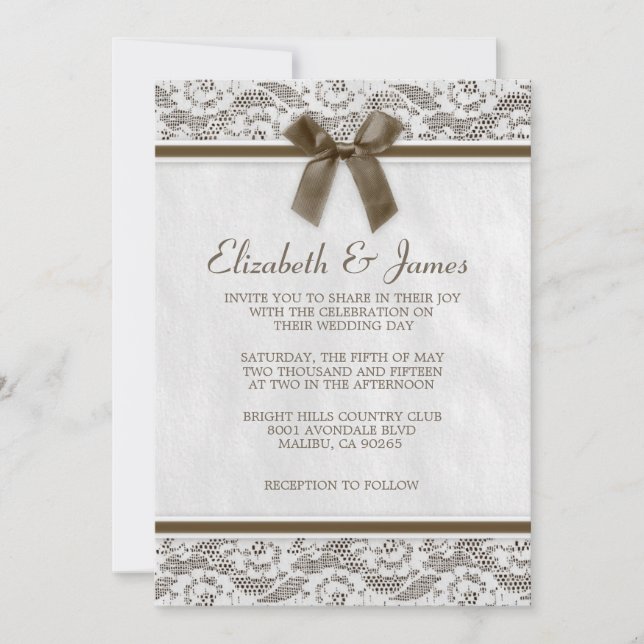 Brown Country Lace Wedding Invitations (Front)