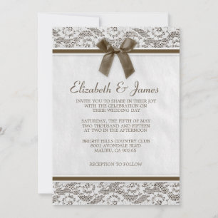 Brown Country Lace Wedding Invitations