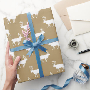 Brown Country moose pattern wrapping paper