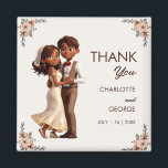 Brown couple newlyweds dancing wedding favours magnet<br><div class="desc">Brown couple newlyweds dancing wedding favours magnet,  easily customised</div>