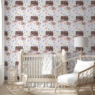 Brown Cow and Fence Wallpaper