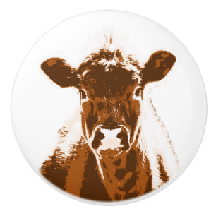 Brown Cow Farm Animal Ceramic Knob