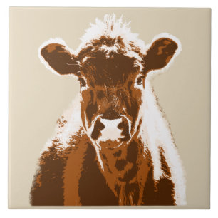 Brown Cow Farm Animal Ceramic Tile