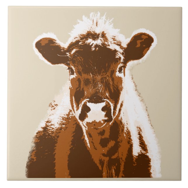 Brown Cow Farm Animal Ceramic Tile (Front)