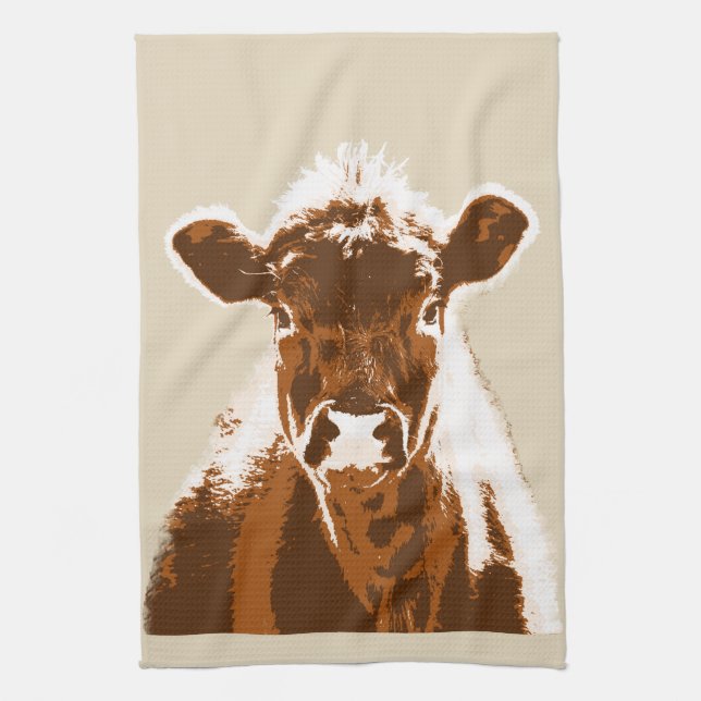 Brown Cow Farm Animal Tea Towel (Vertical)