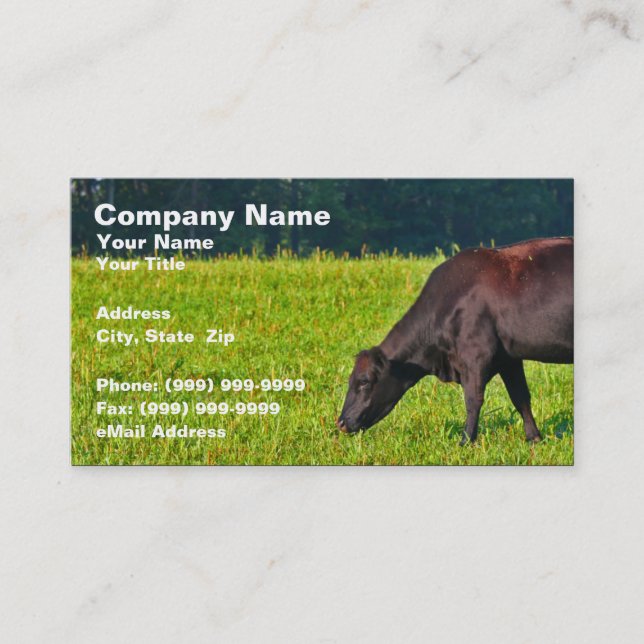 Brown Cow Feeding on Grass Business Card (Front)