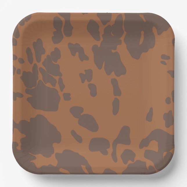 Brown Cow Print Paper Plates (Front)