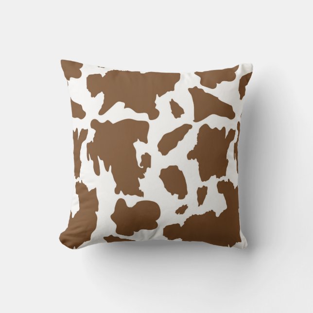 Brown Cow Print Pattern Cushion (Front)
