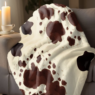 Brown Cow Print Throw Blanket