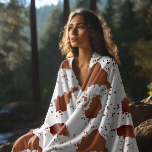 Brown Cow Print Throw Blanket