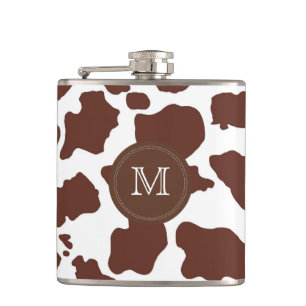 Brown Cow skin Custom Monogram Flask