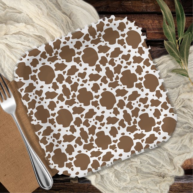 Brown Cow Spots Faux Cowhide Pattern Paper Plate (Brown Cow Spots Faux Cowhide Pattern Paper Plates)