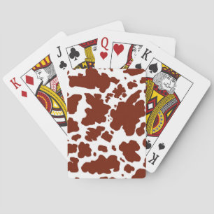 Brown Cow Spots Print Cowboy Farmer Playing Cards