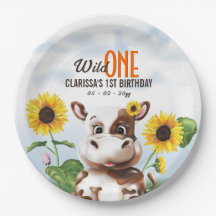 Brown Cow Sunflower Girl First Birthday