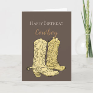 Brown Cowboy Boots Birthday Card