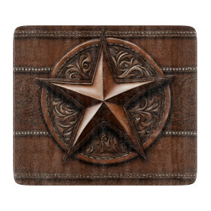 Brown Cowboy Rustic Western Country Texas Star Cutting Board