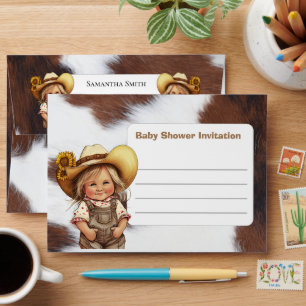Brown Cowgirl Baby Shower Invitation  Envelope