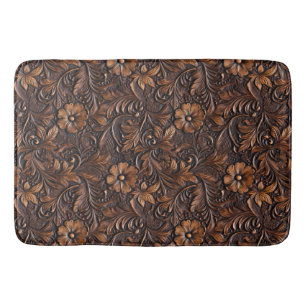 Brown Cowgirl Floral Bath Mat